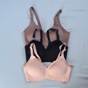 Momcozy nursing Seamless Bras - Black, Tan, and Cream